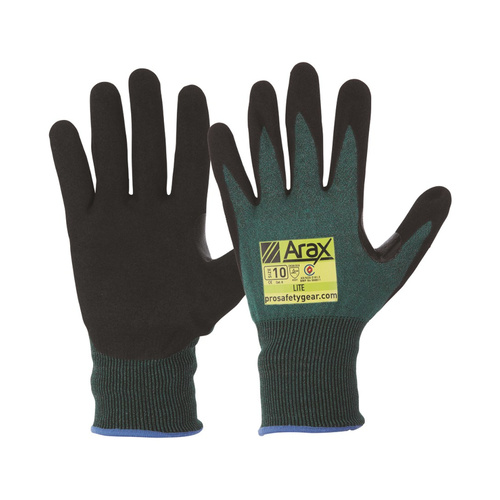 Arax Green Nitrile Sand Dip Palm Gloves