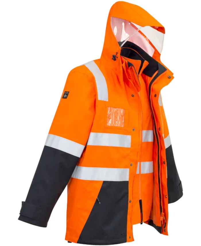 Syzmik Mens Hi-Vis 4 in 1 Waterproof Jacket | Workwear | Hip Pocket
