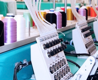 embroidery machine with threads