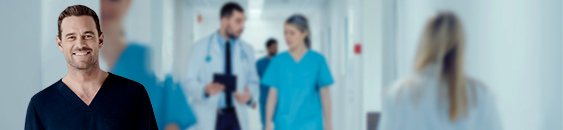 man in healthcare scrubs