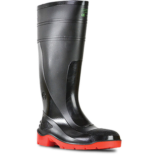 Hip Pocket Workwear - Utility Gumboots - Utility 400 - Black / Red Pvc 400Mm Safety Toe Gumboot
