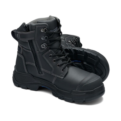 Hip Pocket Workwear - RotoFlex Black water-resistant Platinum leather 150mm zip sided safety boot