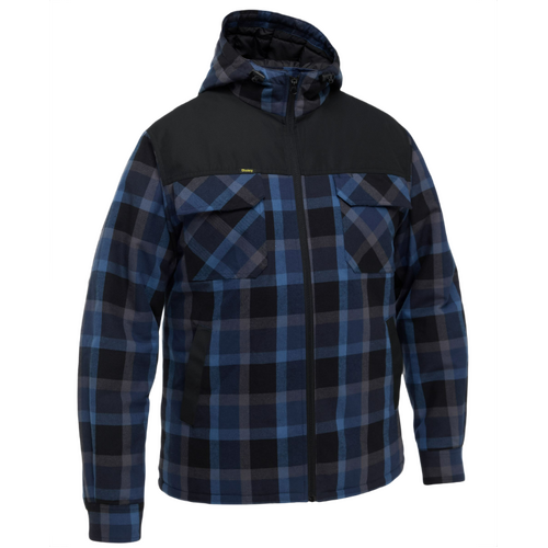Hip Pocket Workwear - Contrast Check Zip Front Hoodie