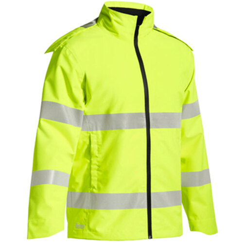 Hip Pocket Workwear - Taped Hi Vis Lightweight Ripstop Mini Ripstop Rain Jacket with Concealed Hood (waterproof)