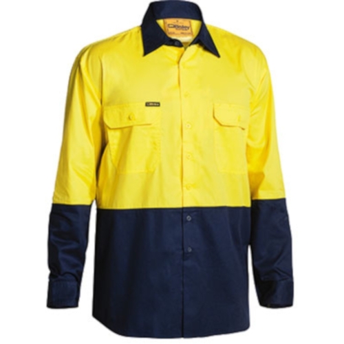Hip Pocket Workwear - Cool Lightweight Hi Vis Drill Shirt - Long Sleeve