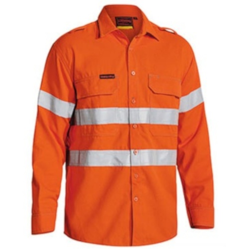 Hip Pocket Workwear - Tencate Tecasafe® Plus 700 Taped Hi Vis Fr Vented Shirt - Long Sleeve - Orange