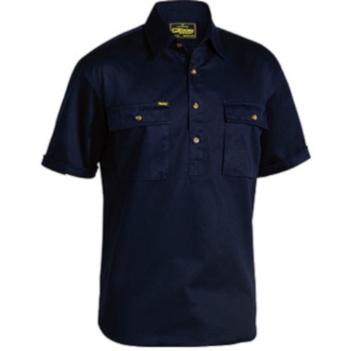 Hip Pocket Workwear - Closed Front Cotton Drill Shirt - Short Sleeve