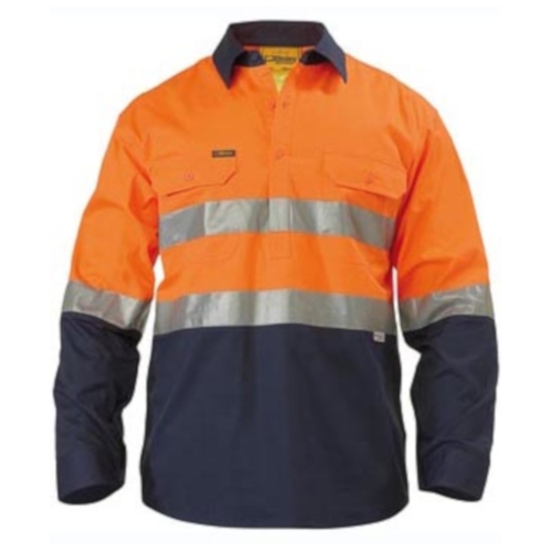 Hip Pocket Workwear - 3M Taped Closed Front Cool Lightweight Hi Vis Shirt - Long Sleeve