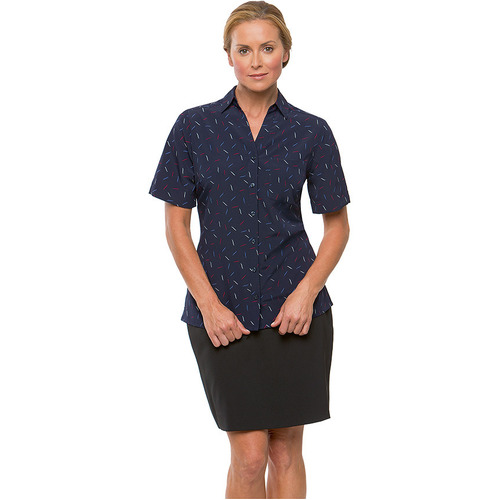 Hip Pocket Workwear - Drift Print Short Sleeve Shirt - Ladies