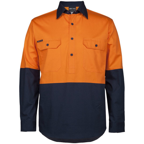 Hip Pocket Workwear - JB's Hi Vis Close Front L/S 150g Work Shirt