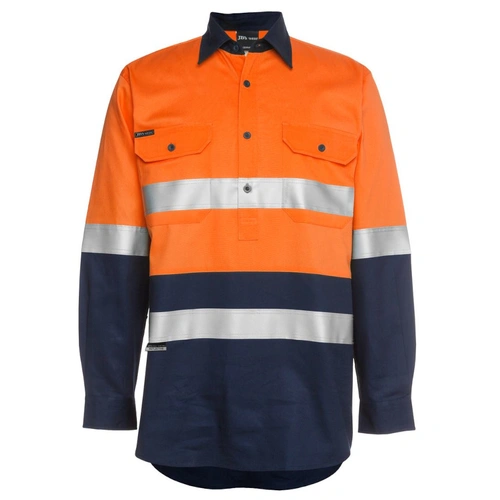 Hip Pocket Workwear - JB's HI VIS (D+N) CLOSE FRONT L/S SHIRT 190G