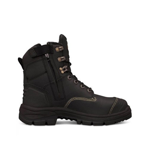 Hip Pocket Workwear - AT 55 - 150mm Zip Side Lace Up Boot - Black