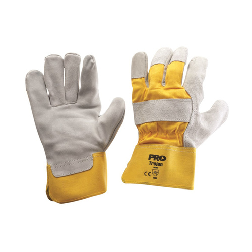 Hip Pocket Workwear - Yellow/Grey Leather Gloves
