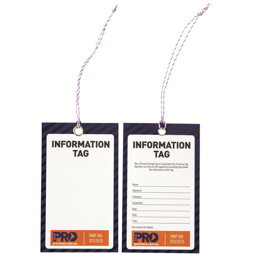 Hip Pocket Workwear - Safety Tag "INFORMATION" 125mm x 75mm - Pack of 100