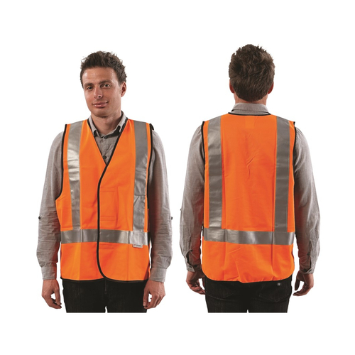 Hip Pocket Workwear - Safety Vests - Orange Day / Night Use with H Back pattern Reflective Tape
