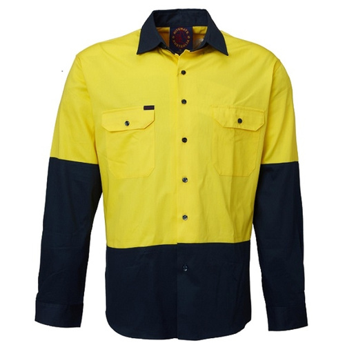 Hip Pocket Workwear - Open Front 2 Tone L/S Shirt