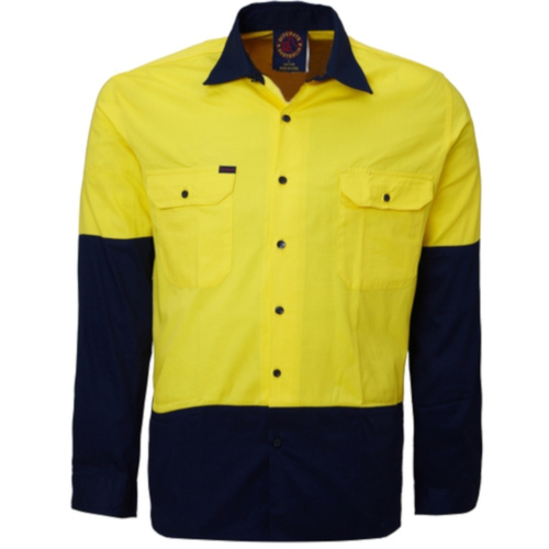 Hip Pocket Workwear - 2 Tone Vented Light Weight Open Front S/S Shirt with 3M 8910 Reflective Tape