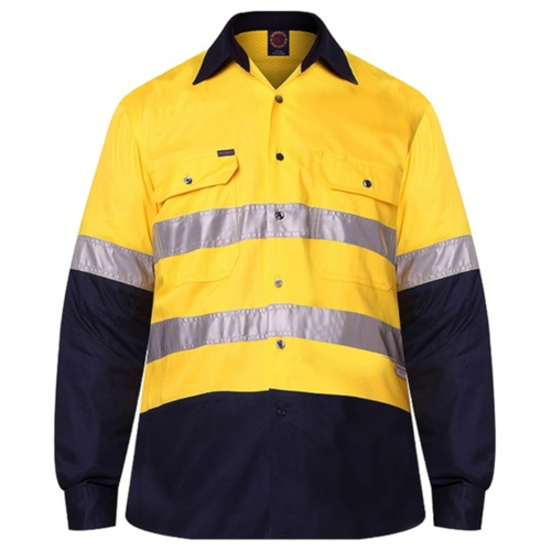 Hip Pocket Workwear - Vented Open Front L/W L/S 50MM Reflective Tape