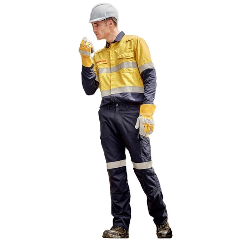 Hip Pocket Workwear - Mens Orange Flame Taped Cargo Pant (Regular)