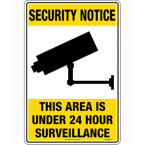 Hip Pocket Workwear - 450x300mm - Metal - Security Notice This Area Is Under 24 Hour Surveillance